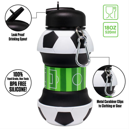 Collapsible Silicone Soccer Ball Water Bottle 500 ml.